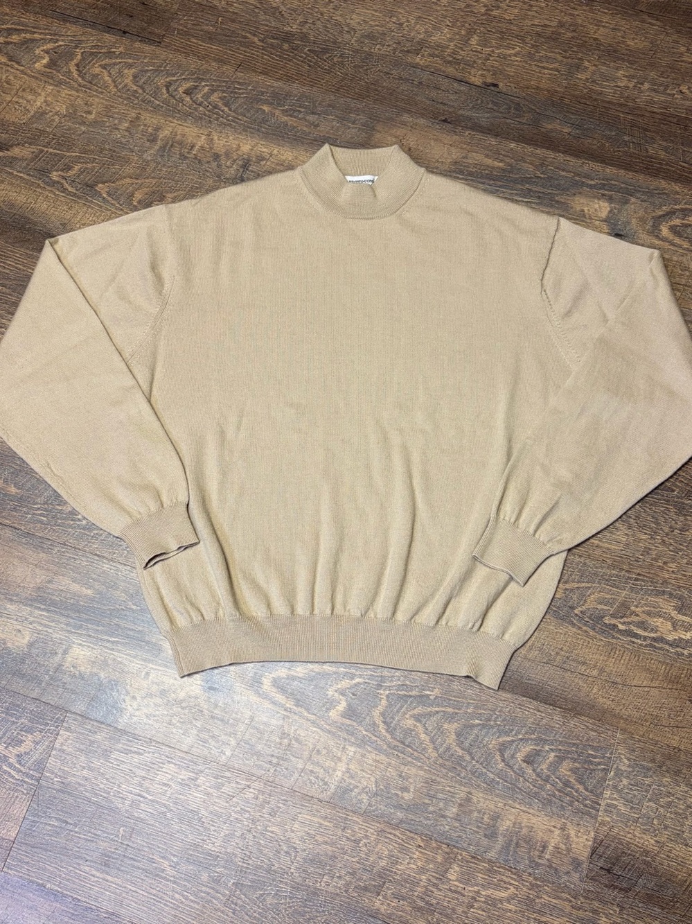 Pronto Uomo Mock Neck 100% Extra Fine Merino Wool Sweater Men’s XL Tan